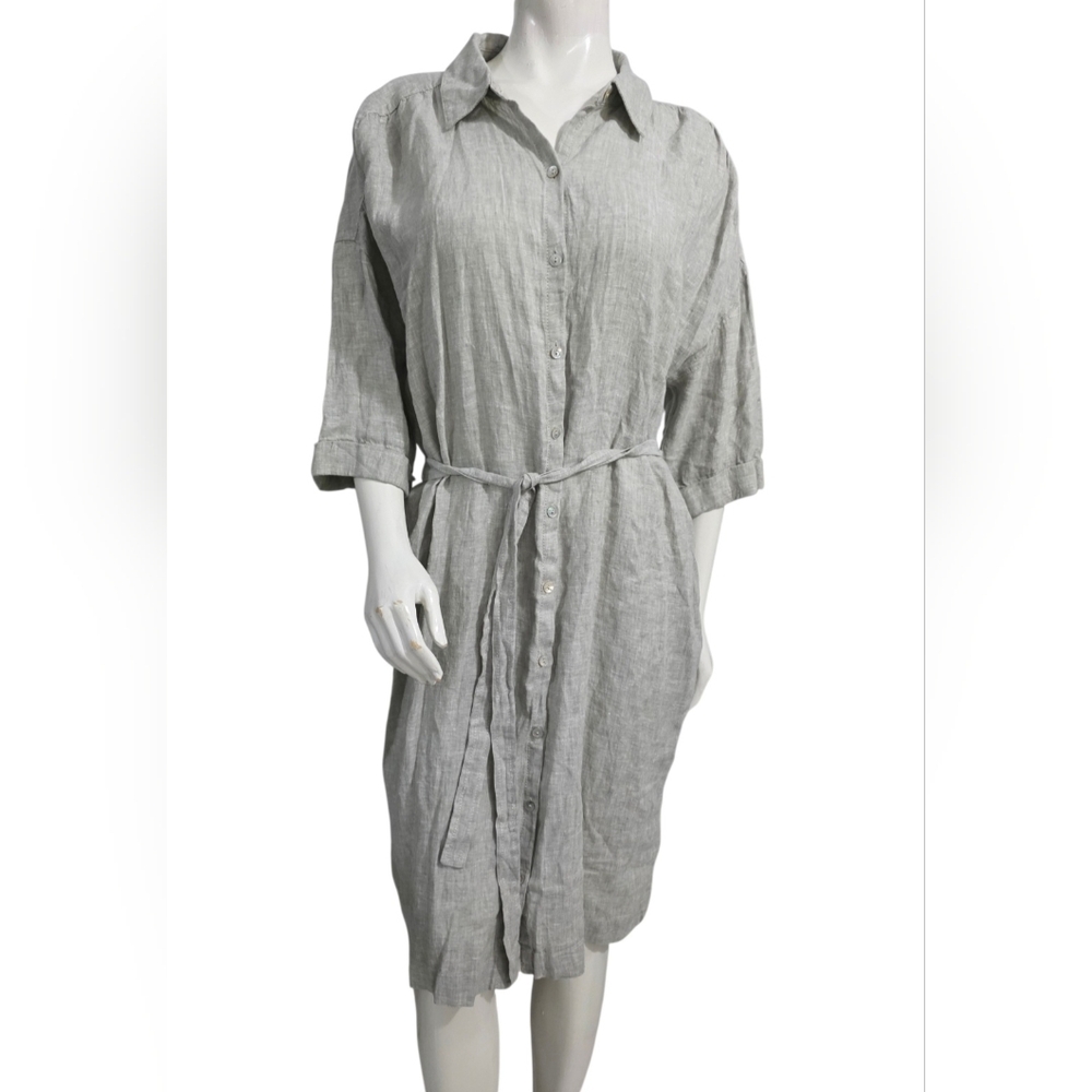 Tahari 100 % Linen Midi Shirt Dress XL NWT - Picture 2 of 14